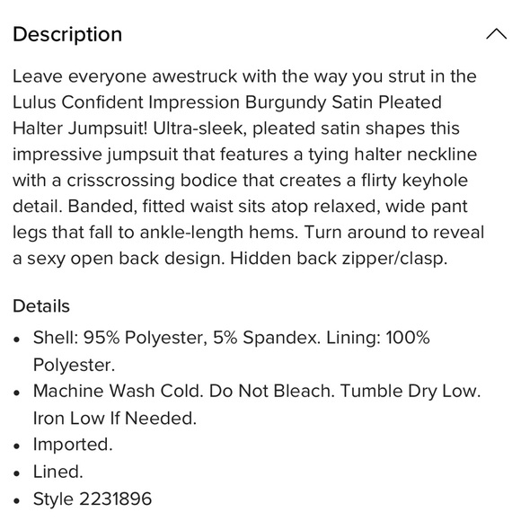 Lulus Confident Impression Burgundy Halter Jumpsuit XXL Event Party Romantic - Picture 10 of 10